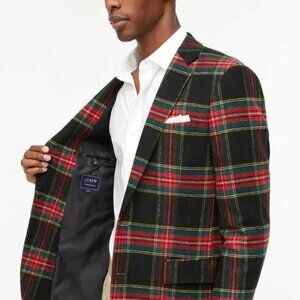 J Crew Mens Thompson Blazer Jacket 40 Red Plaid Wool Blend Sport Coat